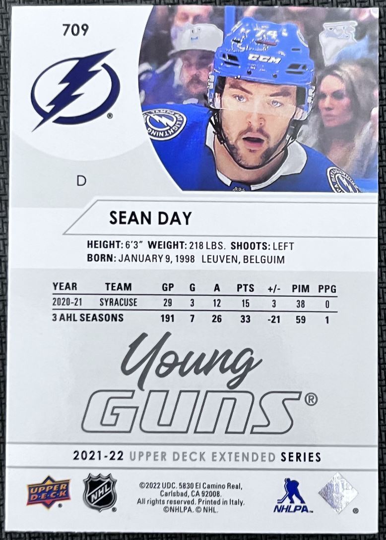 2021-22 Upper Deck Sean Day Rookie Tampa Bay Lightning #709