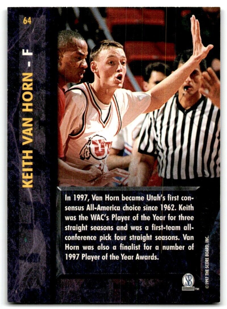 1997-98 Score Board Rookies Keith Van Horn Utah Utes #64