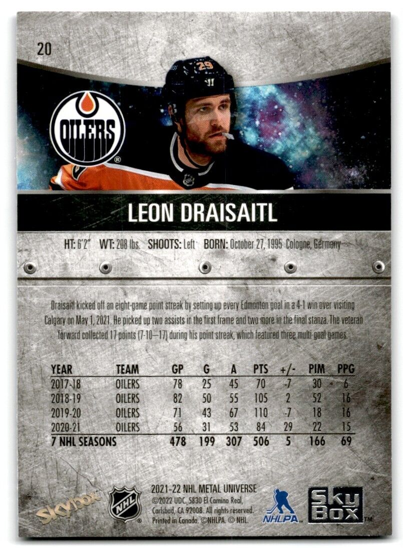 2021-22 Skybox Metal Universe Leon Draisaitl Edmonton Oilers #20