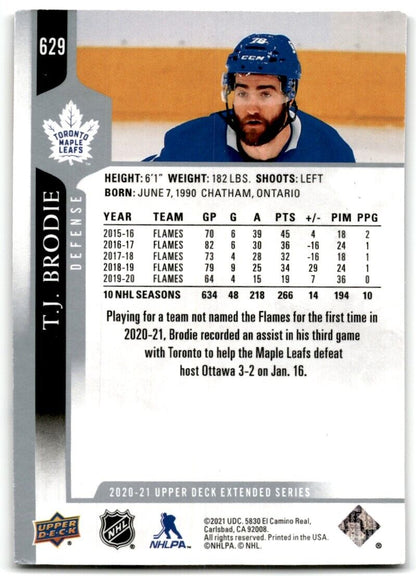 2020-21 Upper Deck T.J. Brodie Toronto Maple Leafs #629