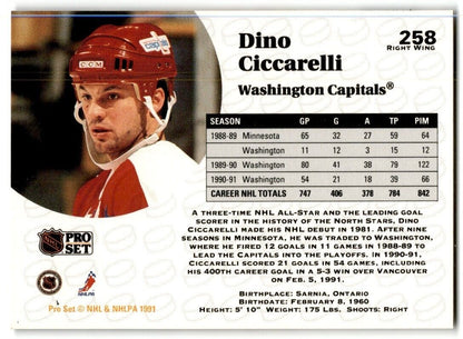 1991-92 Pro Set Dino Ciccarelli Washington Capitals #258