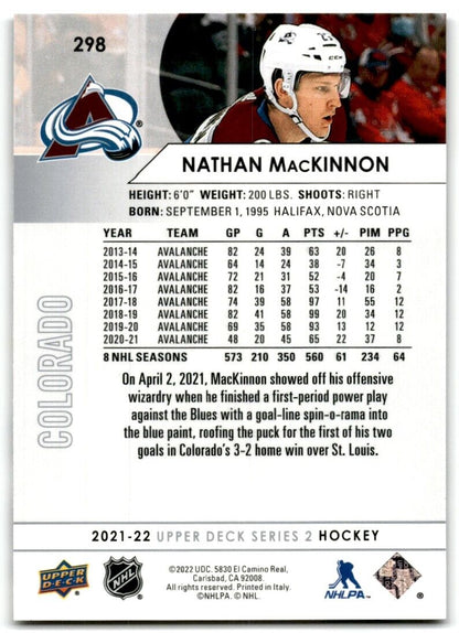 2021-22 Upper Deck Nathan MacKinnon Colorado Avalanche #298