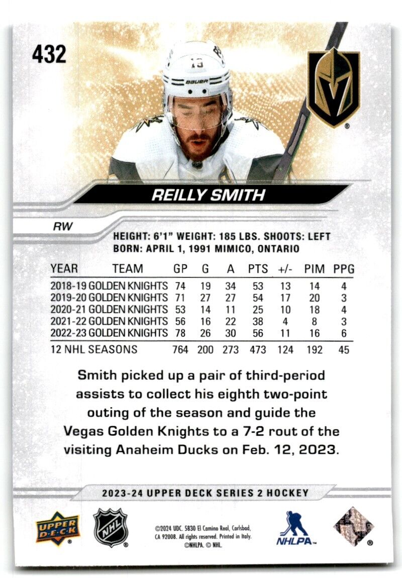 2023-24 Upper Deck Reilly Smith Vegas Golden Knights #432