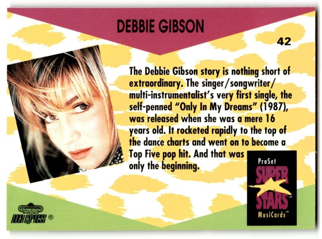 1991-92 ProSet Super Stars MusiCard Debbie Gibson #42