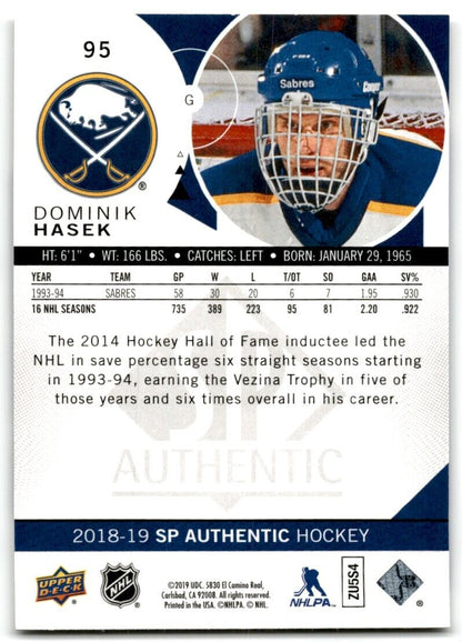 2018-19 SP Authentic Dominik Hasek Buffalo Sabres #95