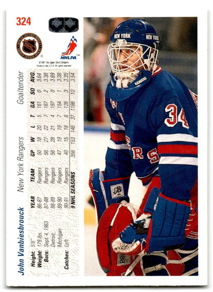 1991-92 Upper Deck John Vanbiesbrouck New York Rangers #324