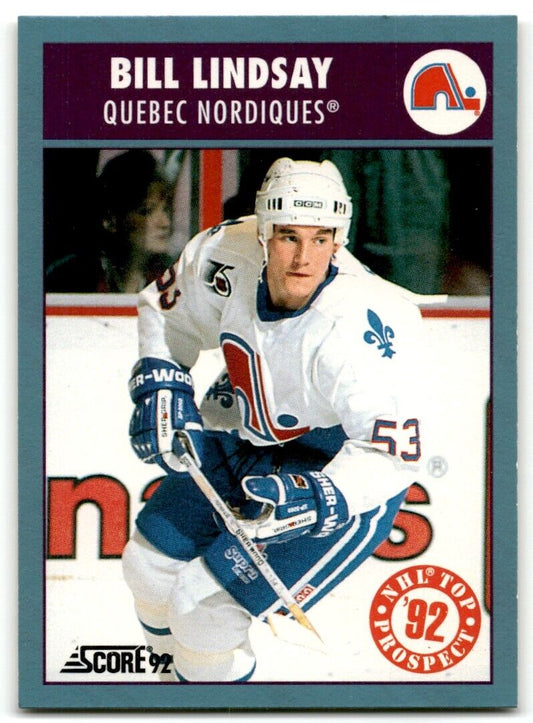 1992-93 Score Canadian Bill Lindsay Rookie Quebec Nordiques #463