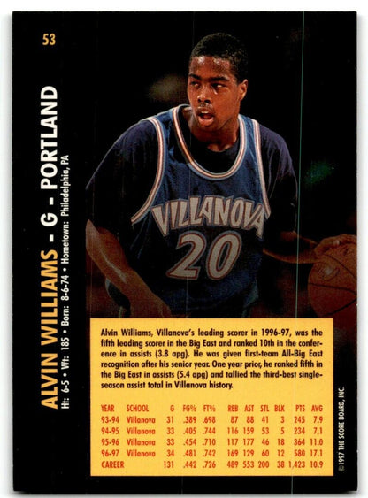 1997-98 Score Board Rookies Alvin Williams Villanova Wildcats #53