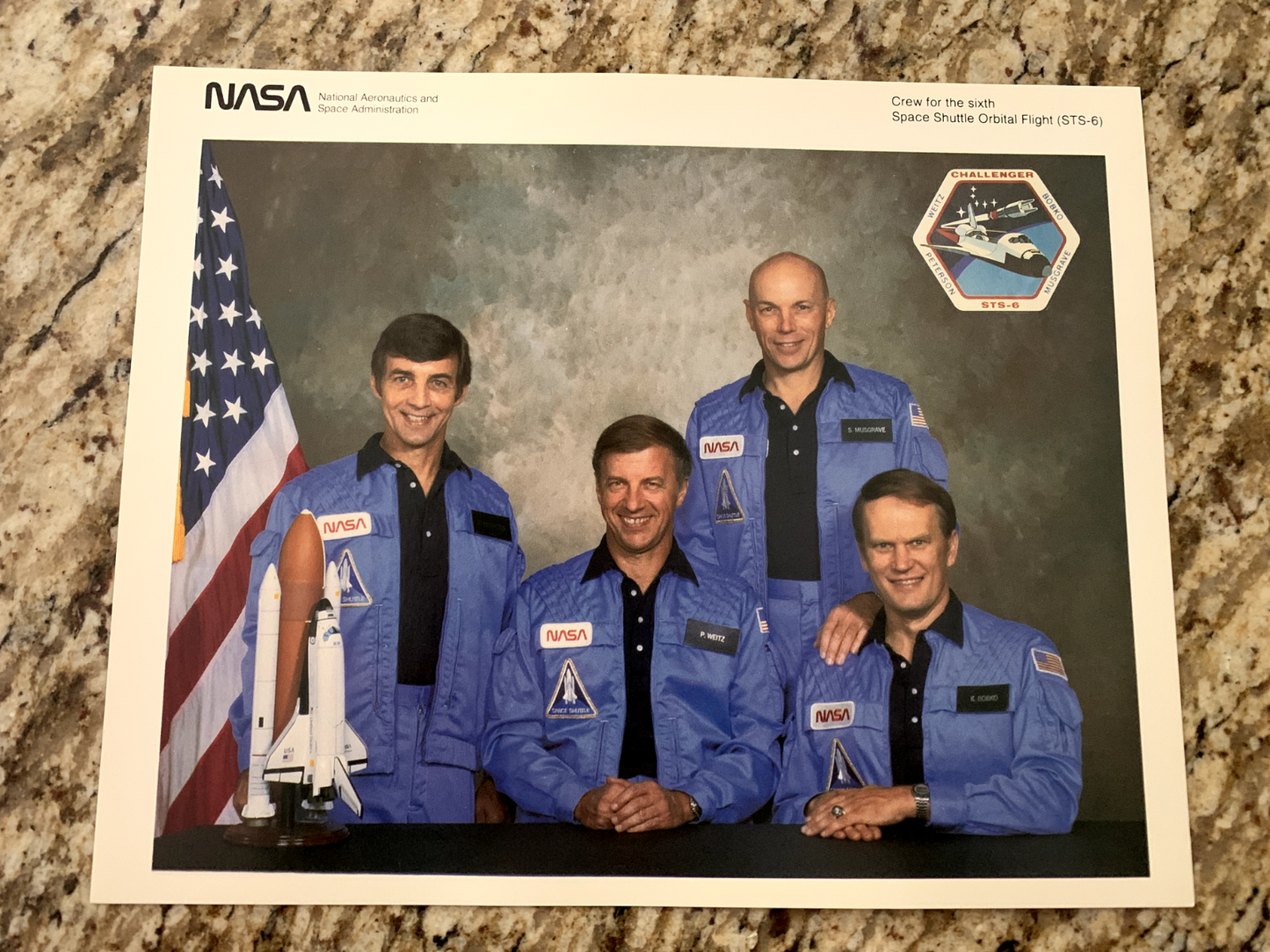 NASA Space Shuttle Mission STS-6 crew Litho 10 X 8