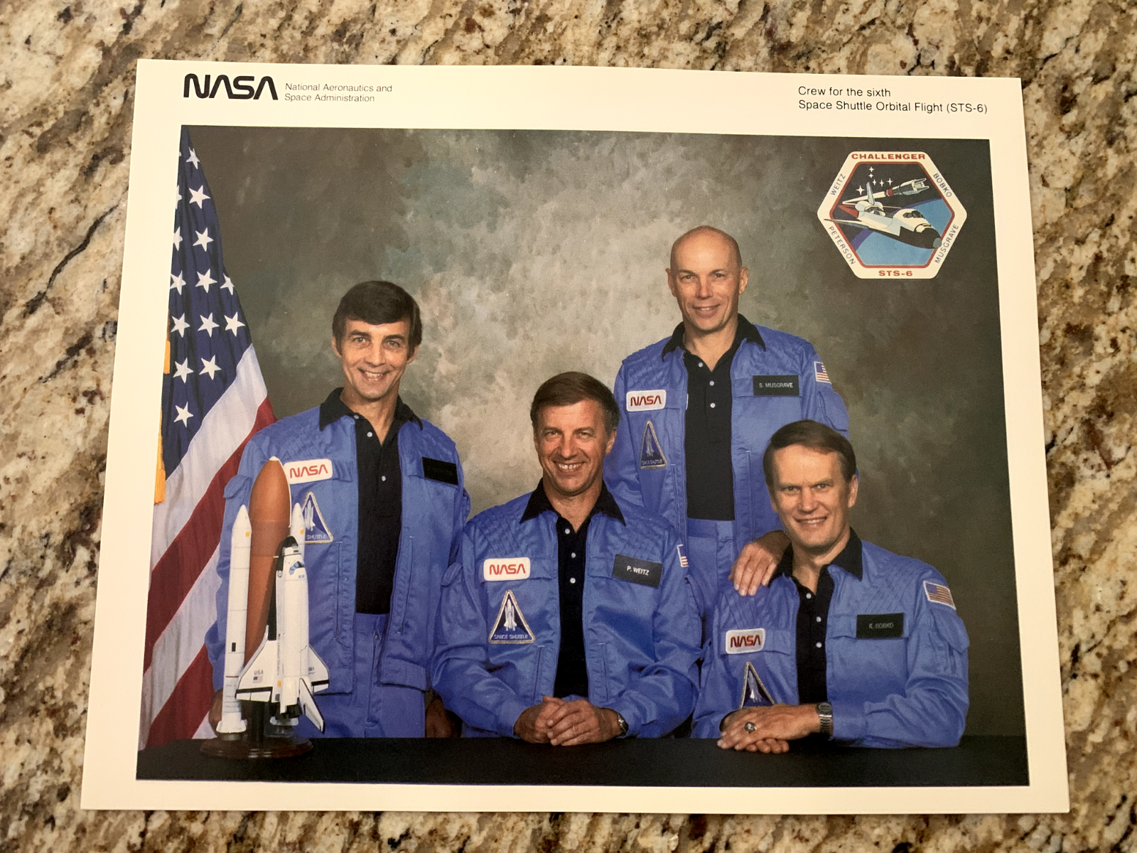 NASA Space Shuttle Mission STS-6 crew Litho 10 X 8