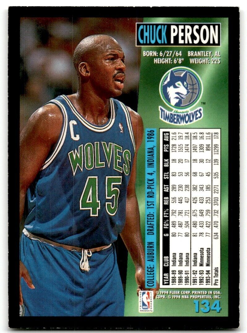 1994-95 Fleer Chuck Person Minnesota Timberwolves #134