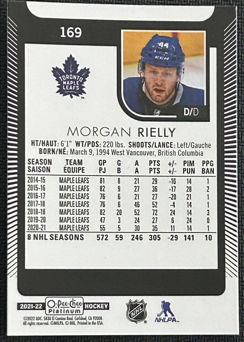 2021-22 O-Pee-Chee Platinum Morgan Rielly Toronto Maple Leafs #169