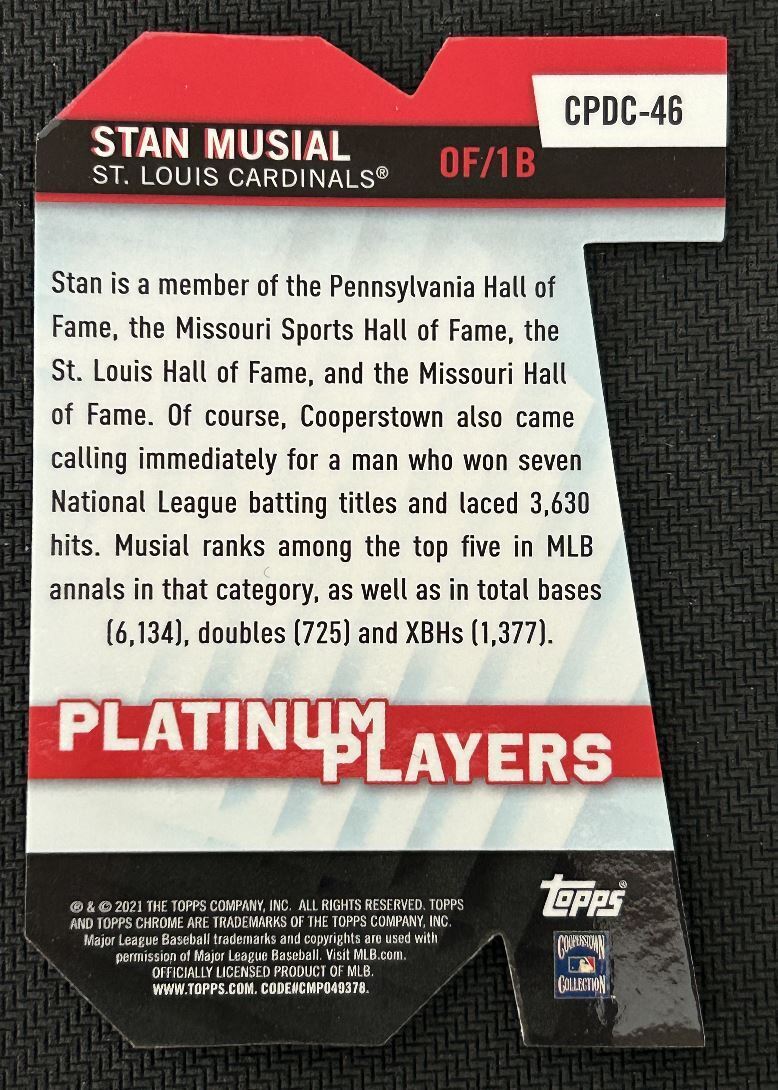 2021 Topps Chrome Update Platinum Player Die Cut Stan Musial St. Louis Cardinals