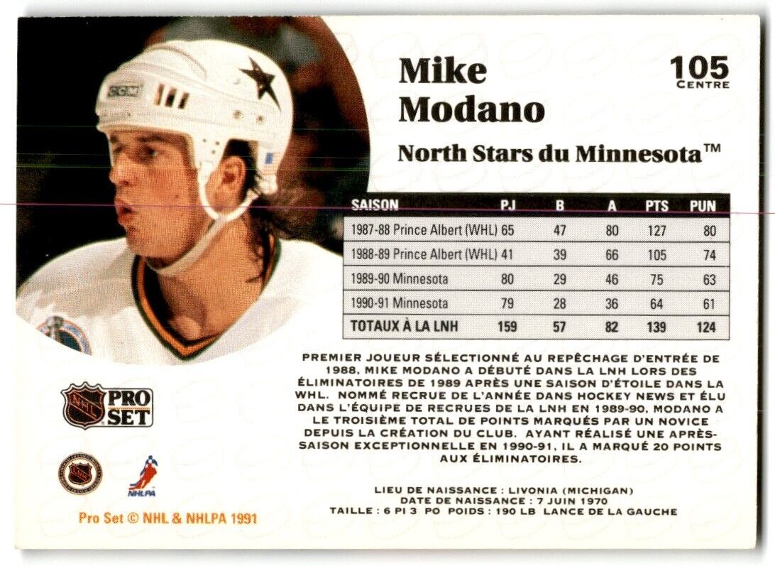 1991-92 Pro Set Mike Modano Minnesota North Stars #105