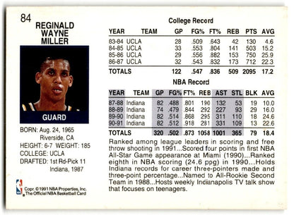 1991-92 Hoops Reggie Miller Indiana Pacers #84