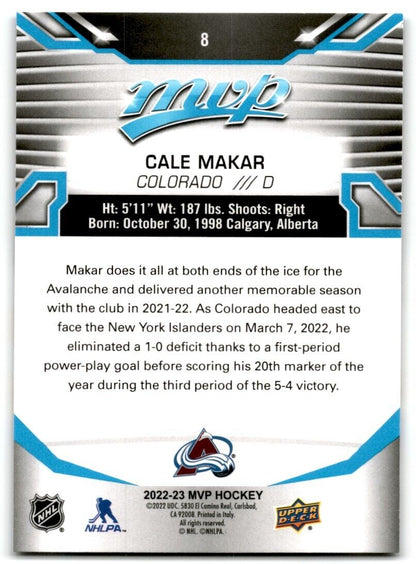 2022-23 Upper Deck MVP Cale Makar Colorado Avalanche #8