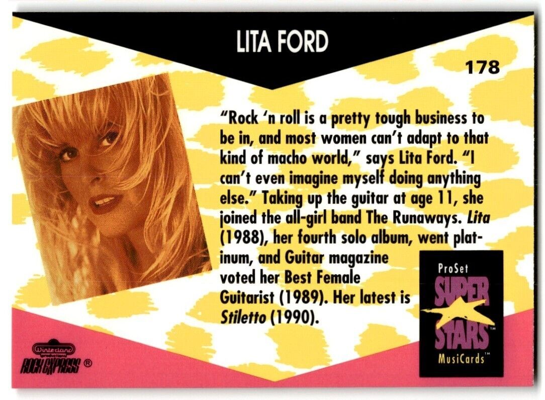 1991-92 ProSet Super Stars MusiCard Lita Ford #178