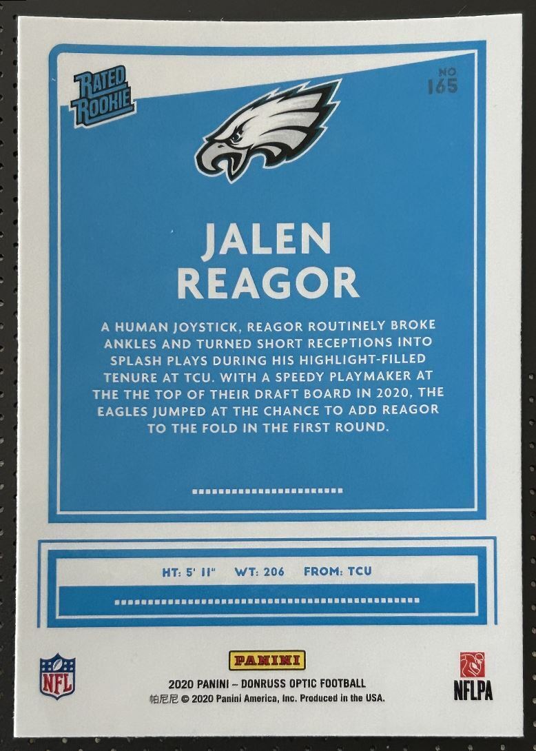 2020 Donruss Optic Preview Jalen Reagor Rookie Philadelphia Eagles #165