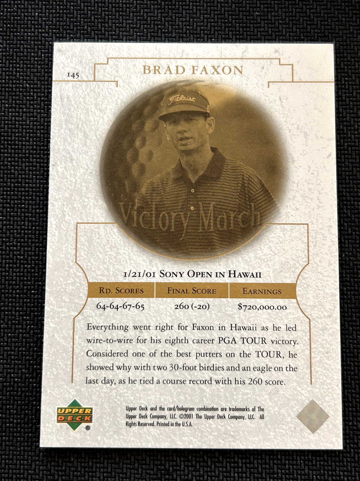 2001 Upper Deck Golf Trading Cards #145 Brad Faxon Victory March