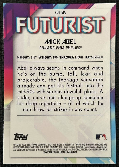 2021 Bowman Futurist Mick Abel Philadelphia Phillies #FUT-MA