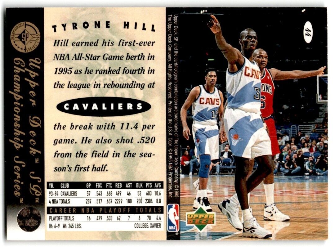 1995-96 SP Championship Series 1995 Tyrone Hill Cleveland Cavaliers #44