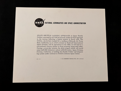 NASA Space Shuttle Orbiter landing concept artist litho 8X10