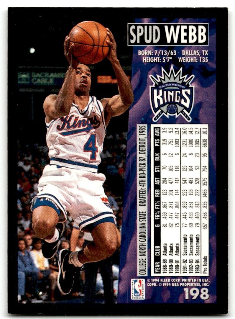 1994-95 Fleer Spud Webb Sacramento Kings #198