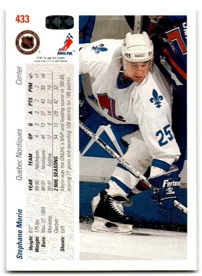 1991-92 Upper Deck Stephane Morin Quebec Nordiques #433