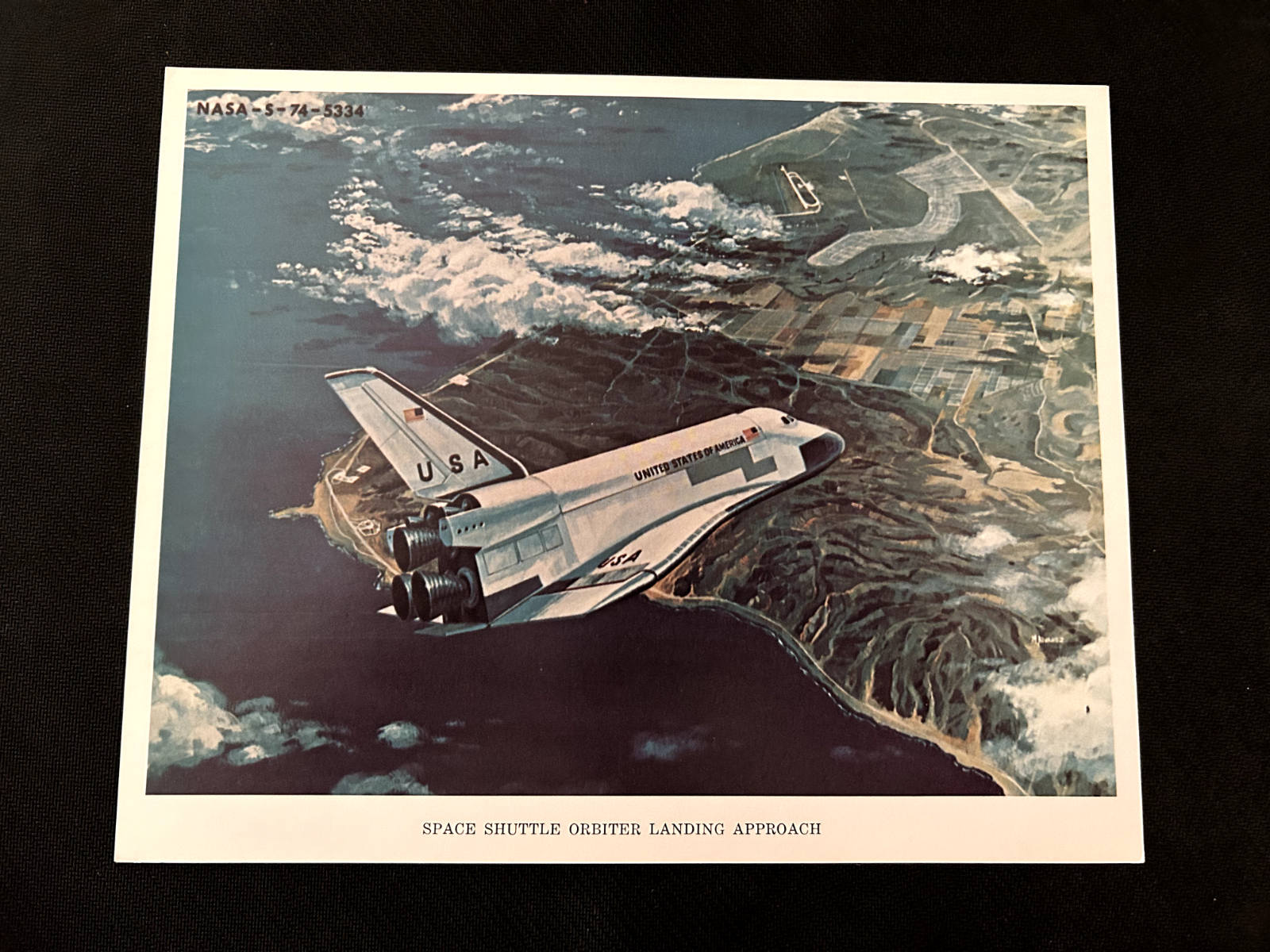 NASA Space Shuttle Orbiter approach concept artist litho 8X10