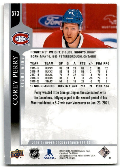 2020-21 Upper Deck Corey Perry Montreal Canadiens #573