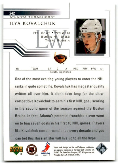 2001-02 Upper Deck Ilya Kovalchuk Rookie Atlanta Thrashers #242