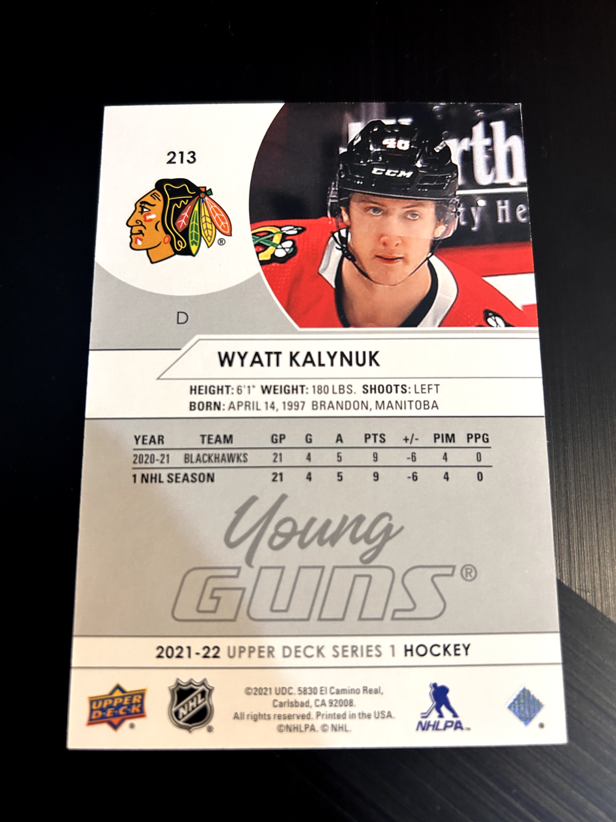 2021-22 Upper Deck Young Guns #213 Wyatt Kalynuk Chicago Blackhawks JUMBO