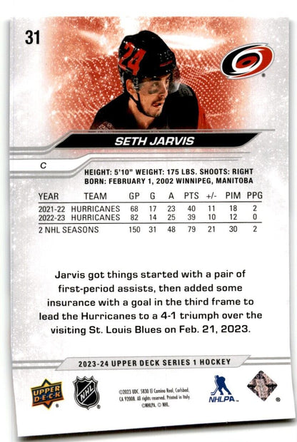 2023-24 Upper Deck Seth Jarvis Carolina Hurricanes #31