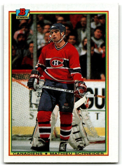 1990-91 Bowman Mathieu Schneider Rookie Montreal Canadiens #52