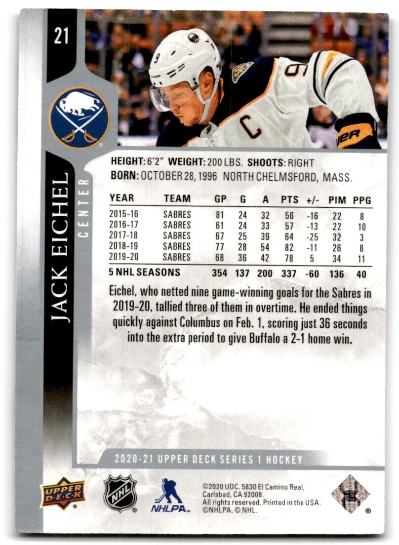 2020-21 Upper Deck Jack Eichel Buffalo Sabres #21