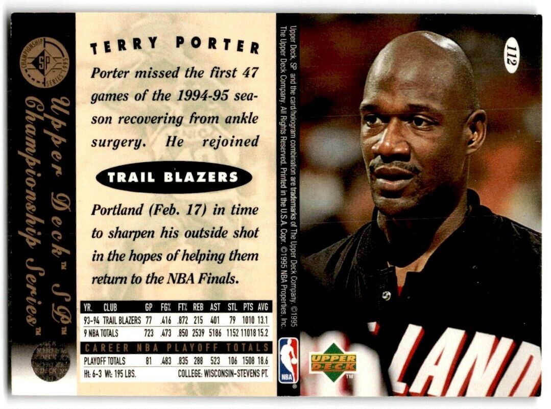 1995-96 SP Championship Series 1995 Terry Porter Portland Trail Blazers #112