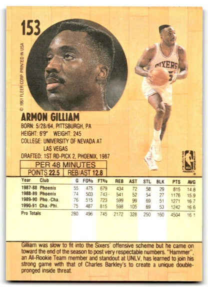 1991-92 Fleer Armon Gilliam Philadelphia 76ers #153