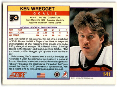 1991-92 Score Ken Wregget Philadelphia Flyers #141