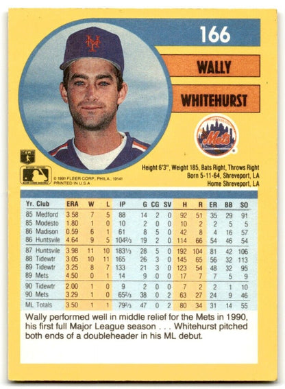 1991 Fleer Wally Whitehurst New York Mets #166