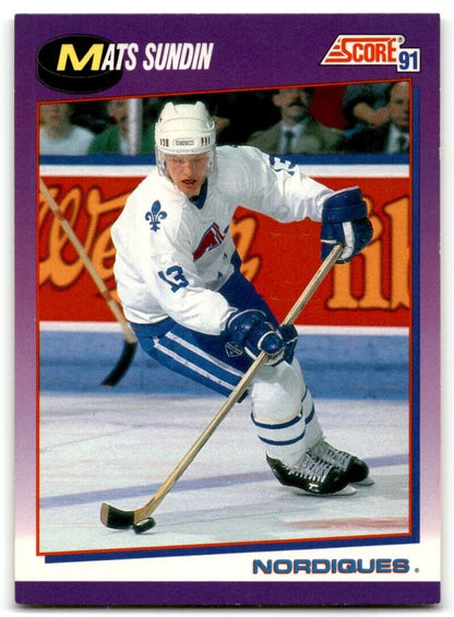 1991-92 Score American Mats Sundin Quebec Nordiques #130