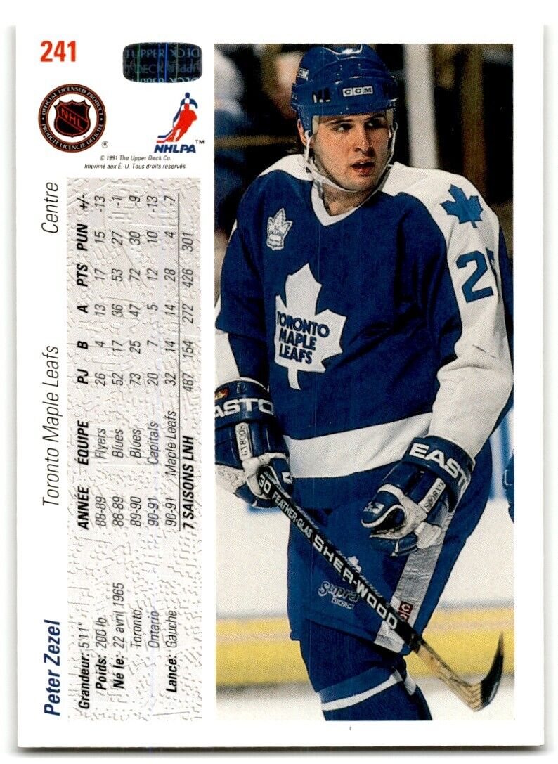 1991-92 Upper Deck French Peter Zezel Toronto Maple Leafs #241