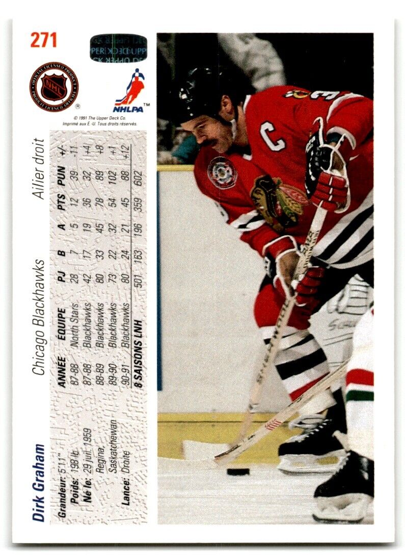 1991-92 Upper Deck French Dirk Graham Chicago Blackhawks #271