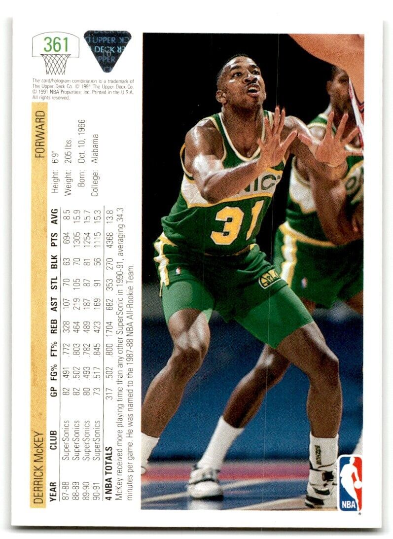 1991-92 Upper Deck Derrick McKey Seattle SuperSonics #361