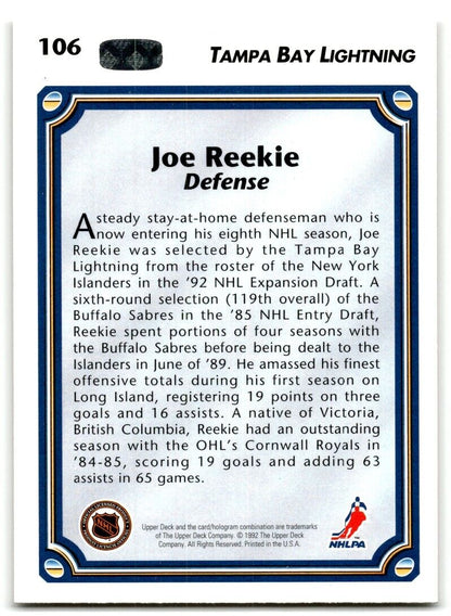 1992-93 Upper Deck Joe Reekie Tampa Bay Lightning #106