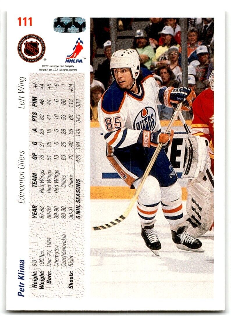 1991-92 Upper Deck Petr Klima Edmonton Oilers #111