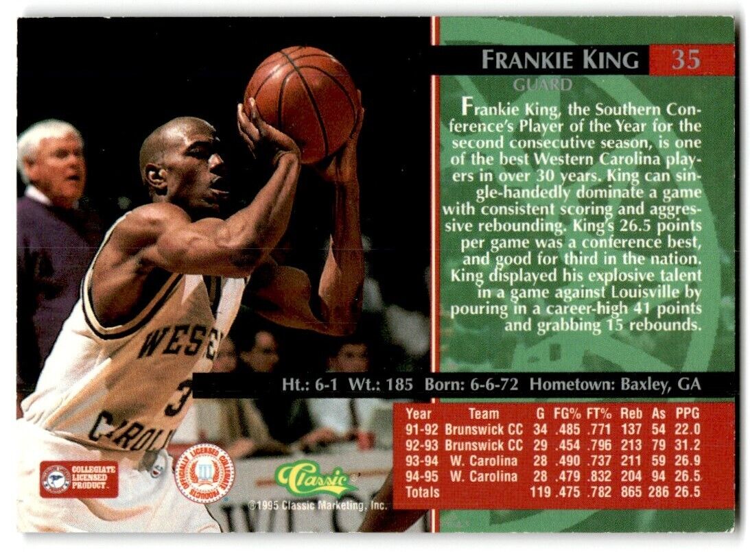 1995-96 Classic Frankie King Western Carolina Catamounts #35