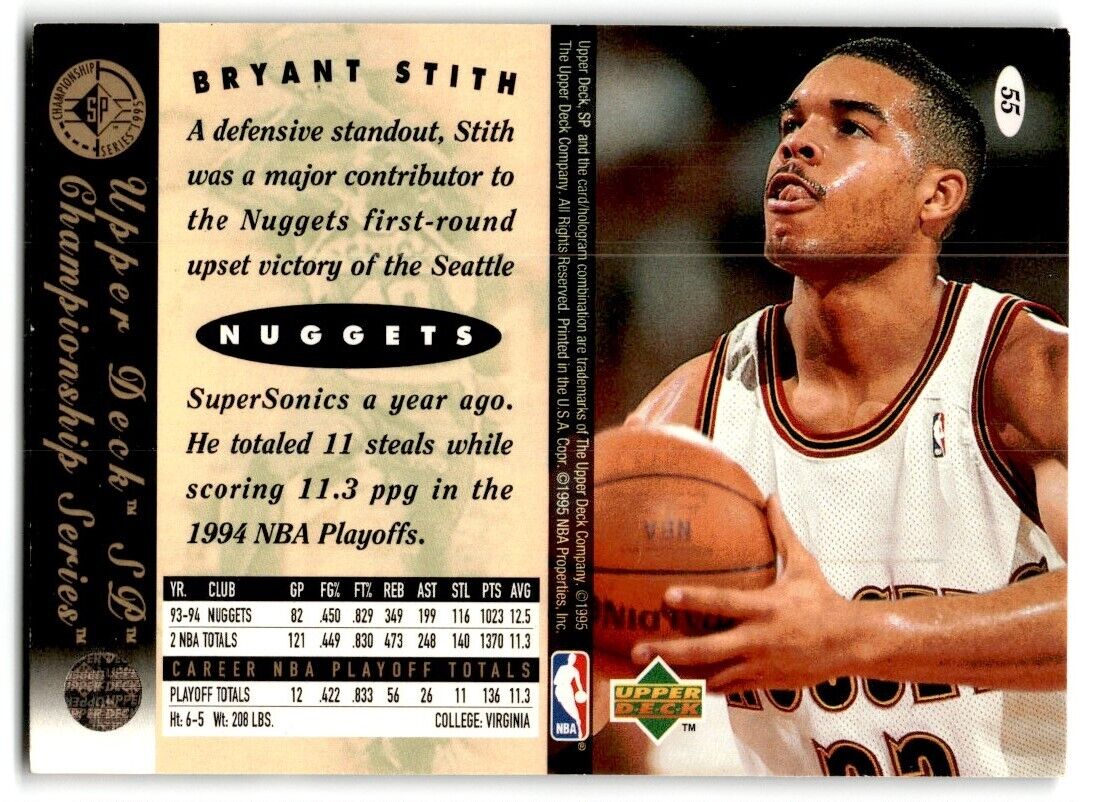 1995-96 SP Championship Series 1995 Bryant Stith Denver Nuggets #55