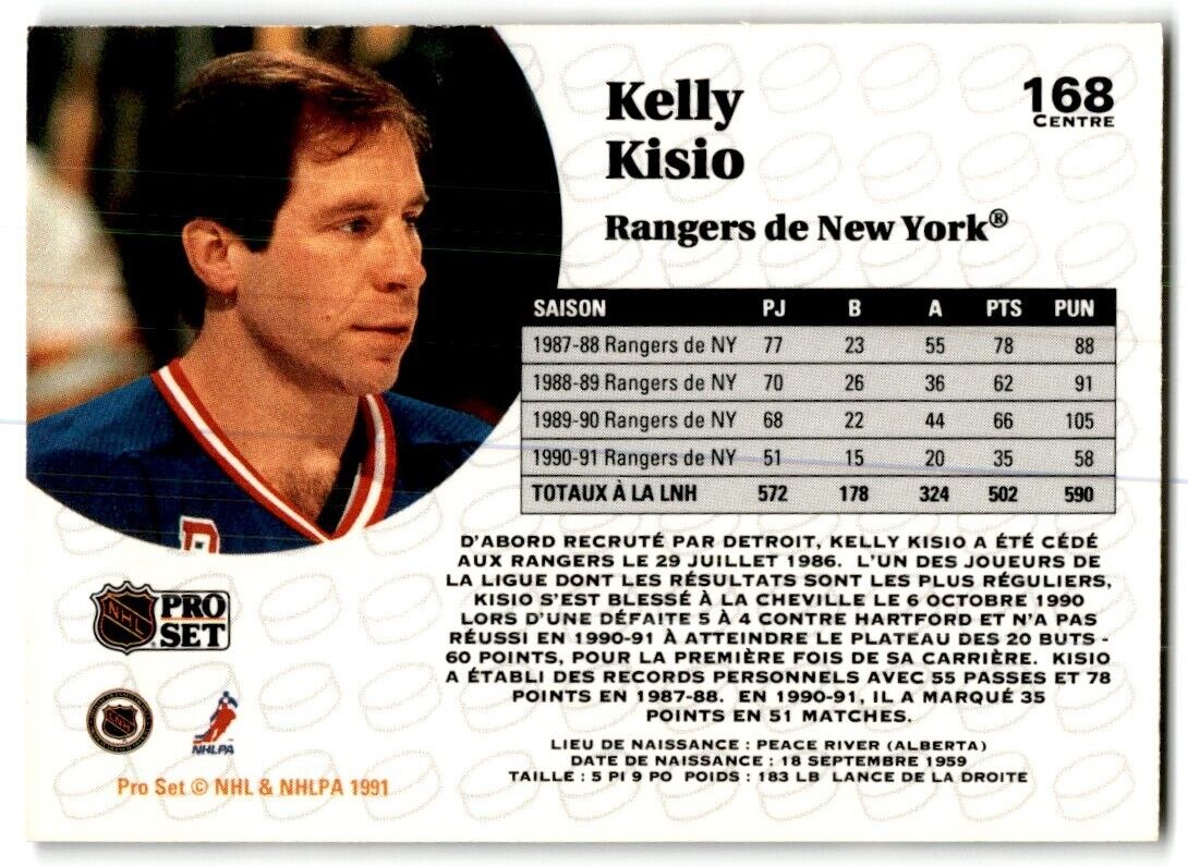 1991-92 Pro Set French Kelly Kisio Minnesota North Stars #168