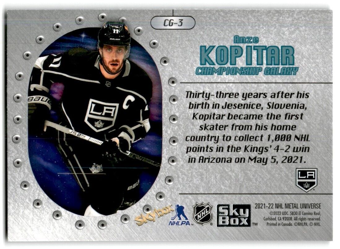 2021-22 Skybox Metal Universe Championship Galaxy Anze Kopitar Los Angeles Kings