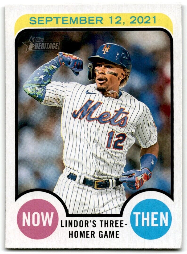 2022 Topps Heritage High Number Now and then Francisco Lindor New York Mets